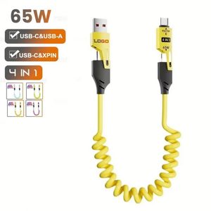 TPE Jacketed Spiral Spring Charger Cable 4 in 1 Smart Data Type-C Android Mobile 1.5M Smart Phone Cables - Product Image 1