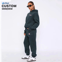 Ensembles de survêtements personnalisés pour femmes, automne, 400 GSM, molleton épais, sweats à capuche et pantalons de survêtement, 2 pièces, épaules tombantes, coupe oversize