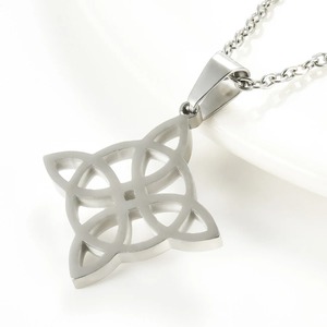 Collar con Colgante de Nudo Trineo Celta Irlandés de Acero Inoxidable, Nudo de Bruja, Ankh, Cruz Plateada, Dorada y Negra, Joyería Amuleto - Product Image 4