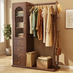 Modern Solid Wood <b>Coat</b> Rack <b>Hooks</b> <b>Shelves</b> Freestanding Multifunction Storage for Bedroom Living Room Hotel Furniture Durable - Product Image 3