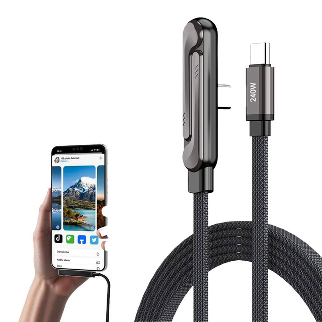 Portable 2-in-1 Invisible Holder Built-in Stand 5A Fast Charging PD Type-C to Type-C Multi Charger Cord Pure Copper 360 Rotation