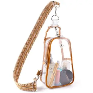 Clear Sling Shoulder Bag with Guitar Strap Waterproof Transparent Crossbody Bags Clear Fanny Pack Purse