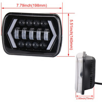 Feux de conduite à faisceau rectangulaire LED 55W 5x7 "7X6" pouces haut/bas DRL phares carrés pour Jeep Wrangler camion 4X4