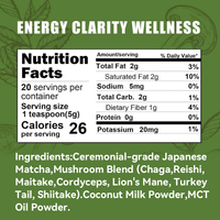 Lifeworth Champignons adaptogènes Avoine Poudre laiteuse mélanges thé vert latte au lait