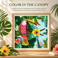 Kit de Peinture Diamant KS Craft Oiseaux Tropicaux et Fleurs – Perforation Spéciale, Art Diamant Oiseaux et Fleurs, Décoration Maison DIY, Cadeau