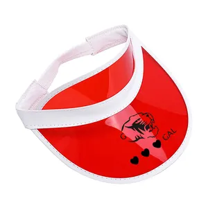 Cheap Custom Printed Logo Transparent PVC Green Sun Visor Cap And Sun Visor Hat