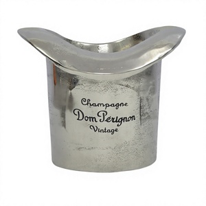 Seau à glace décoratif en argent avec impression de logo personnalisé, refroidisseur à champagne artisanal, style chapeau de cowboy élégant, seau à vin pour cadeau - Product Image 1