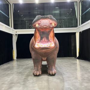 Réplique personnalisée géante gonflable d'un hippopotame de dessin animé pour une utilisation publicitaire, imperméable et durable - Product Image 1