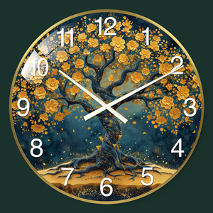 <span class=keywords><strong>Orologio</strong></span> <span class=keywords><strong>da</strong></span> <span class=keywords><strong>Parete</strong></span> <span class=keywords><strong>Albero</strong></span> <span class=keywords><strong>della</strong></span> <span class=keywords><strong>Vita</strong></span> con Fiori Dorati su Sfondo Verde Scuro, Silenzioso al Quarzo per Soggiorno, Camera <span class=keywords><strong>da</strong></span> Letto, Hall d'Hotel, Decorazione Casa - Product Image 1