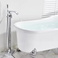 Robinet de baignoire sur pied en laiton chromé poli Hongdec, avec jet de massage, poignée unique, design moderne, valve en céramique