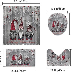 Gray Christmas Gnomes Snowflakes Polyester Shower <b>Curtain</b> <b>Bathroom</b> <b>Curtain</b> Digital Print Waterproof Custom Print Wholesale - Product Image 3