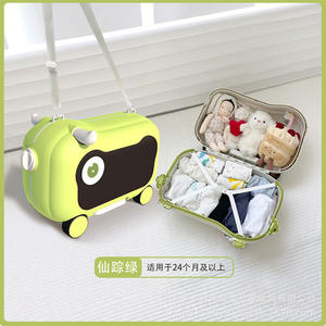 Maleta infantil Miqi con ruedas fijas, carcasa rígida de policarbonato, para bebés y niños pequeños de 0 a 3 años, unisex, verde y marrón - Product Image 4