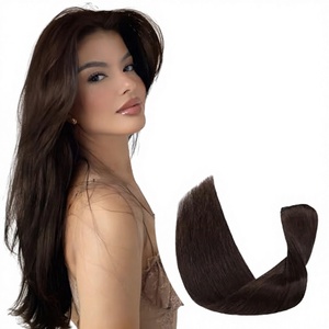 Extensioni per capelli TESS con clip, in vero capello umano, castano, Remy, <span class=keywords><strong>a</strong></span> doppia tessitura, senza cuciture, 8 pezzi, lisci, per donne/ragazze # 02 Marrone Scuro 10 Pollici 50g)<span class=keywords><strong>m</strong></span> - Product Image 3