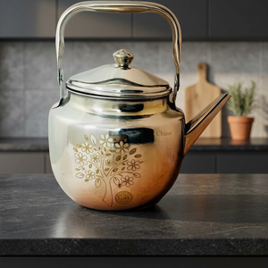 Tea Kettle With <b>Lid</b> Metal Handle Floral Design Water <b>Pot</b> For Kitchen Use - Product Image 5