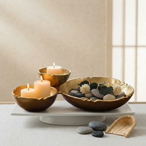 serving Fruits <b>Bowl</b> Unique Table Top Flower <b>Bowl</b> <b>Vase</b> Golden Aluminium Chip and Dip Serving <b>Bowl</b> Hot Sale Metal - Product Image 1