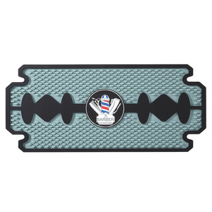 <b>Silicone</b> Barber <b>Mat</b> Blue Retro Non Slip Rectangle Hairdressing Tools Pad For Barber Table - Product Image 1