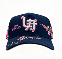 Envío Rápido, Gorra de Béisbol G5 Personalizada de 5 Paneles, Gorras de Béisbol Japonesas Bordadas Originales con Pedrería de Sakura