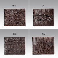 Dompet Kulit Buaya Asli Mewah Klasik Kustom dengan Slot Kartu ID, Hadiah untuk Pria, Dompet Lipat Pendek yang Dapat Disesuaikan