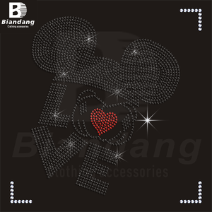 My Love Hot Fix Rhinestone Transfer Diseño personalizado Corazones Vaca Hierro en transferencias Letras personalizadas Naranja Apliques Rhinestone - Product Image 5