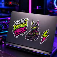 Stiker Vinyl Anti Air Custom Die Cut Street Graffiti Cyber Fox Robot untuk Skateboard Laptop Botol Air Logo