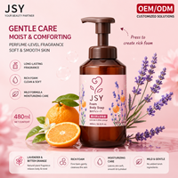 OEM ODM Marque Privée 480ml Lavande Orange Amère Gel Douche Moussant Mousse Riche Hydratant Nettoyage Doux pour Tous Types de Peau