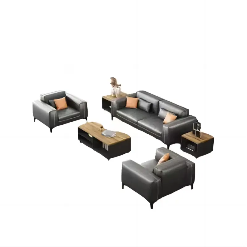 Liyu Modern Comfortable and Beautiful office furniture reception sofa High quality leather sofa set