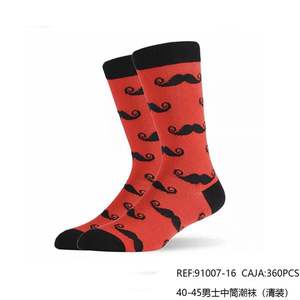 Calcetines de media pantorrilla para hombre con estampado de bigote rojo, talla 40-45, calcetines casuales de moda - Product Image 3
