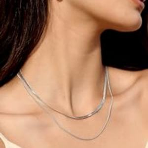 Collier en argent sterling 925, chaîne serpent, collier chevron, colliers ras du cou pour femmes, cadeaux, bijoux, 1,5/3/5 mm (largeur) 14/16 pouces (longueur) - Product Image 3