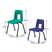 Chaise d'école moderne, durable et écologique pour étudiants, avec structure métallique et trous carrés, en plastique PP empilable pour salle de classe