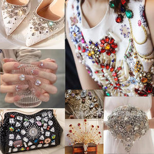 Strass en <span class=keywords><strong>verre</strong></span> cristal transparent de haute qualité en forme de D à coudre sur griffes, accessoires de décoration pour robe de mariée DIY - Product Image 4