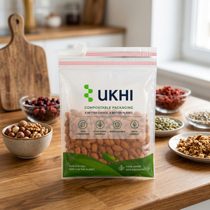 ถุงบรรจุภัณฑ์อาหารอุตสาหกรรมย่อยสลายได้ทางชีวภาพ UKHI Bio Compostable PBAT PLA ทำจากแป้งข้าวโพด สำหรับบรรจุบะหมี่ เยลลี่ และของขวัญ ความหนา 50 ไมครอน - Product Image 2