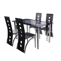 Table de salle à manger et 6 chaises, pieds en acier inoxydable, meubles de restaurant modernes, tables en verre, haute qualité, 2 pièces