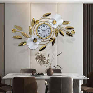 Reloj de pared de Metal 3D moderno, diseño de flores colgante de alta calidad para decoración del hogar para sala de estar, dormitorio, inspirado en la naturaleza - Product Image 4
