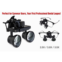 2.5x Clip-On Dental Loupes, Flip-Up Binocular Magnifier, 300-580mm Working Distance, Adjustable PD, Fits Prescription Glasses