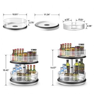 2 Tier Multipurpose Height Adjustable Rotating Lazy Susan Turntable Spice Rack <b>Organizer</b> Cabinet - Product Image 3