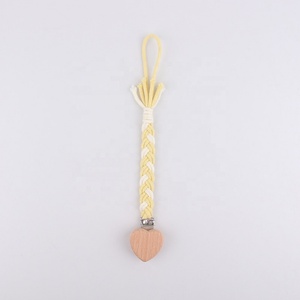Chaîne de sucette <span class=keywords><strong>anti</strong></span>-chute en corde de coton tressée à la main, avec clip en bois de hêtre en forme de cœur, la plus vendue - Product Image 6