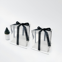 Boîte à gâteaux carrée Portable transparente PLA 4 pouces 12 pouces de haut emballage alimentaire pour pâtisserie d'anniversaire et paquet