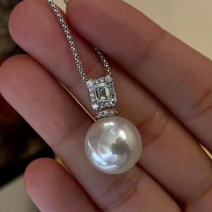 Colgante de Plata S925 para DIY con Soporte Vacío para Perlas, Estilo Gema, para Collares, para Perlas de 10-15mm, 30872, Encanto Diamante - Product Image 3