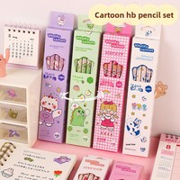 Coffret de 10 crayons mignons à motifs de dessins animés – Prix esthétique pour les élèves du primaire – Petit cadeau HB – Ensemble de crayons violets pour la maternelle