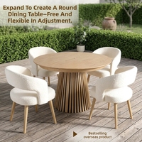 Mesa de Comedor Redonda Extensible de Madera Maciza con Diseño Moderno, Tamaño Estándar para Uso Doméstico y Hotelero
