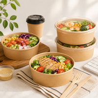 Bol à salade en carton personnalisé avec couvercle, expert OEM/ODM, pour chaînes de buffets et de traiteurs, vente directe en gros