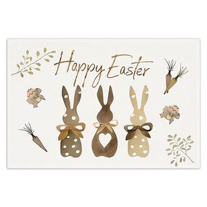 Manteles Individuales de Lino de Pascua, Ecológicos, Antibacterianos, Personalizables, Aislantes del Calor, con Dibujos Animados de Conejitos, Posavasos Festivos, Manteles - Product Image 6