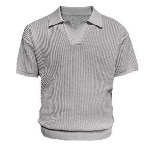Pull en maille à manches courtes pour <span class=keywords><strong>homme</strong></span>, col en V, col rabattu, style professionnel, grande <span class=keywords><strong>taille</strong></span>, <span class=keywords><strong>taille</strong></span> européenne personnalisée, pour chemise, lavable en machine - Product Image 5
