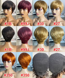 Offre Spéciale naturel Pixie Coupe perruque de cheveux humains <span class=keywords><strong>machine</strong></span> à <span class=keywords><strong>coudre</strong></span> faite perruques perruques de cheveux humains pour les femmes noires - Product Image 2