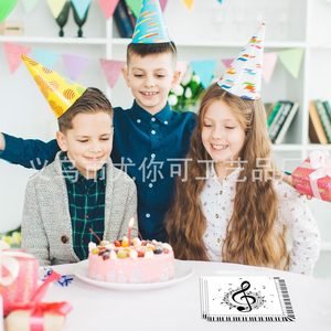 Servilletas cuadradas con notas musicales en blanco y negro, decoraciones para fiestas de cumpleaños, vajilla desechable para eventos temáticos musicales - Product Image 2