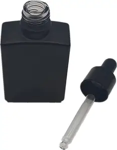 15毫升30毫升50毫升100毫升哑光黑色方形矩形玻璃精油滴管瓶实验室滴血清容器