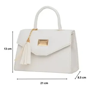 Borsa a Tracolla Fana Spectacular Bianca in Pelle PU con Manico Singolo e Nappine, Stile Bohémien per Donna - Product Image 3