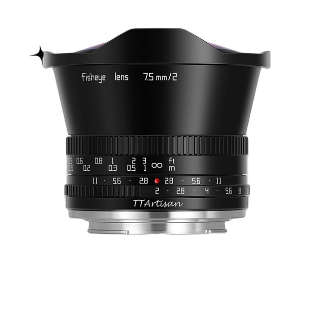 TTArtisan APS-C 7.5mm F2 Fisheye Fixed Focus Optical Glass E Mount for Compatible Portrait Photography Lens