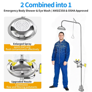 Station de lavage oculaire à buse unique de qualité industrielle Nouveau dispositif de rinçage oculaire d'urgence en acier inoxydable 304 Équipement de protection de sécurité - Product Image 2