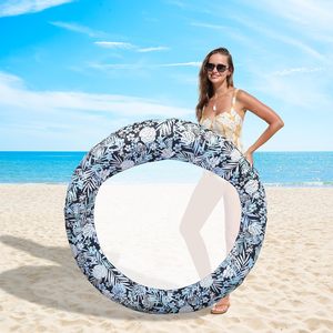 Flotador Inflable Redondo para Piscina con Diseño de Hojas Blancas y Negras - Product Image 5